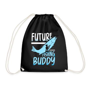 Future fishing buddy angler fishing friend - Drawstring Bag - black - Front