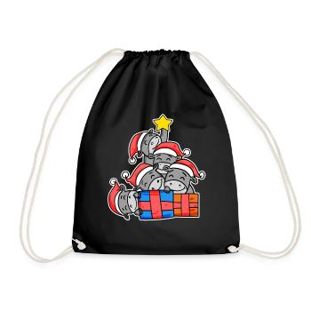 Weihnachten Weihnachtsbaum Esel mit Geschenke - Turnbeutel - Schwarz - Vorne