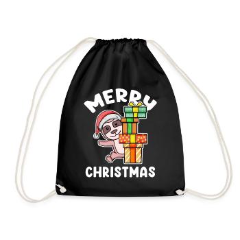 Merry Christmas Sloth - Drawstring Bag - black - Front