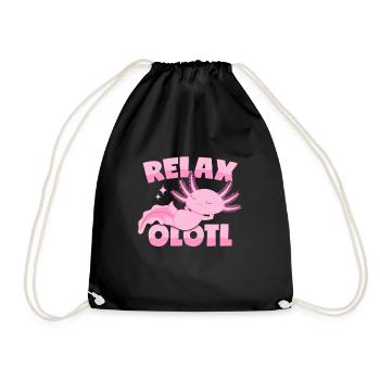 Relaxender Axolotl Wortwitz: Relaxolotl - Turnbeutel - Schwarz - Vorne