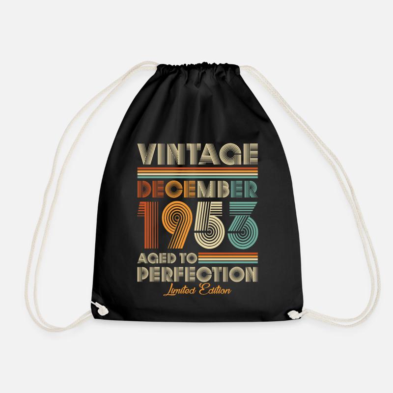 Vintage Aged To Perfection December 1953 - Drawstring Bag - black