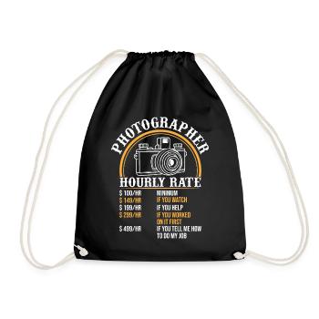 Funny Photography - Camera Photographer Hourly Rat - Drawstring Bag - black - Front