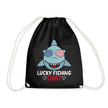 Lucky Fishing Shirt Fishing Lover Fisherman Fish A - Turnbeutel - Schwarz - Vorne