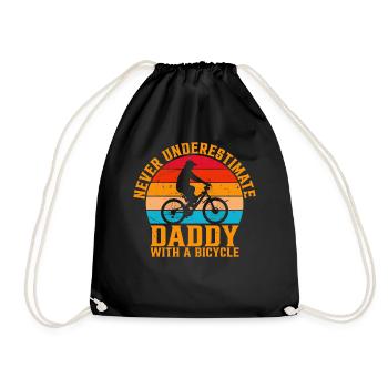 Never Underestimate Daddy With A Bicycle Cycling D - Drawstring Bag - black - Front