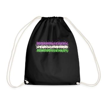 Genderqueer Genderfluid Nonbinary Flagge Queer - Turnbeutel - Schwarz - Vorne