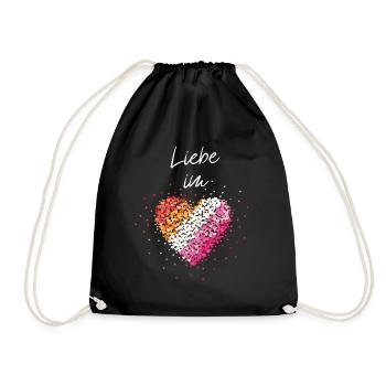Love in the heart Lesbian Lesbian Lesbians Gay - Drawstring Bag - black - Front