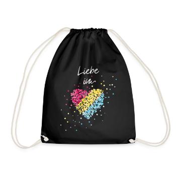 Love in the heart Pansexual community Pansexual - Drawstring Bag - black - Front