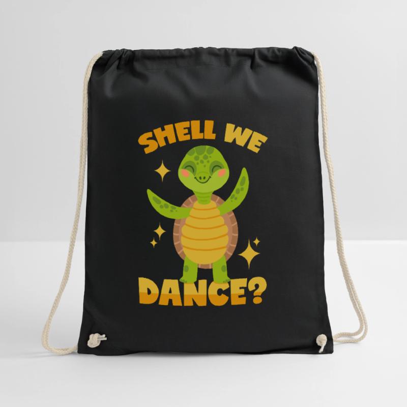 Dancing turtle Drawstring Bag