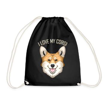 Dog Lover - I Love My Corgi - Drawstring Bag - black - Front