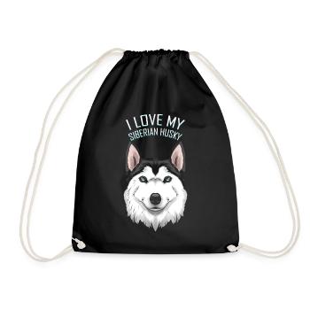 Dog Lover - I Love My Siberian Husky - Turnbeutel - Schwarz - Vorne