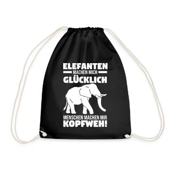 Dickhäuter Rüsseltier Elefant - Turnbeutel - Schwarz - Vorne