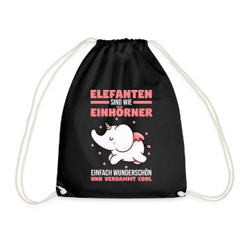 Dickhäuter Rüsseltier Einhorn Elefant - Turnbeutel - Schwarz - Vorne