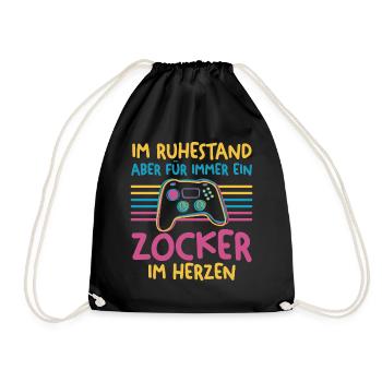 Ruhestand Rentner Gaming Zocken Zocker Gamer - Turnbeutel - Schwarz - Vorne