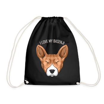 Dog Lover - I Love My Basenji - Turnbeutel - Schwarz - Vorne