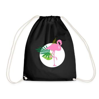 Flamingo - Drawstring Bag - black - Front