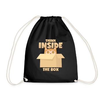 Cat: "Think Inside The Box" - Drawstring Bag - black - Front