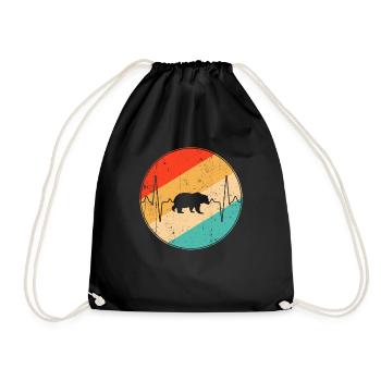 Bär Retro Herzschlag - Turnbeutel - Schwarz - Vorne