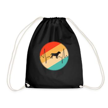 Hund Retro Herzschlag - Turnbeutel - Schwarz - Vorne