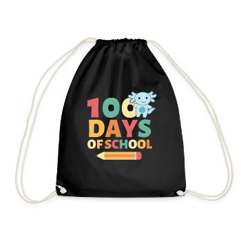 100 days of school Axolotl 100 Days - Drawstring Bag - black - Front