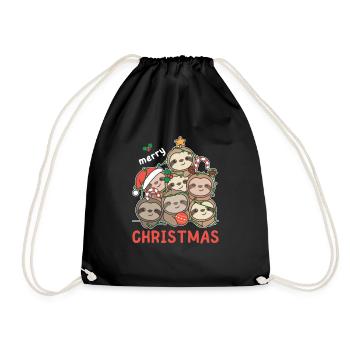 Paresseux arbre de Noël Joyeux Noël - Sac de sport léger - noir - Devant
