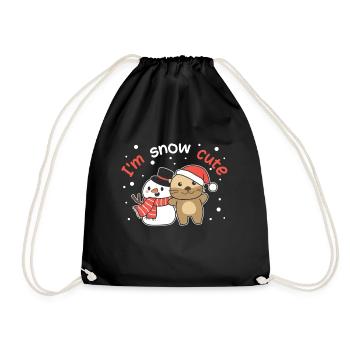 Otter I'm snow cute snowman snow pun - Drawstring Bag - black - Front