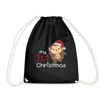 Monkey Christmas Monkeys my 1st Christmas - Drawstring Bag - black - Front