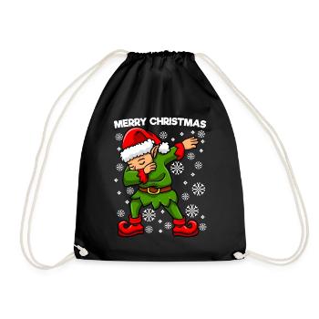 Dabbing Elf Christmas Elf - Drawstring Bag - black - Front