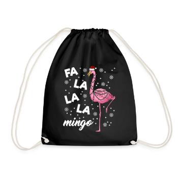 Falalalamingo Flamingo Christmas - Turnbeutel - Schwarz - Vorne