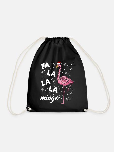 Falalalamingo Flamingo Christmas - Drawstring Bag - black