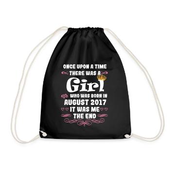 Once upon a time there was a girl. August 2017 Birthday - Drawstring Bag - black - Front