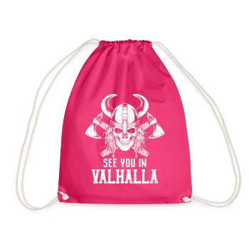 Wikinger Schädel Axt Walhalla Warriors Mythologie - Turnbeutel - Fuchsia - Vorne