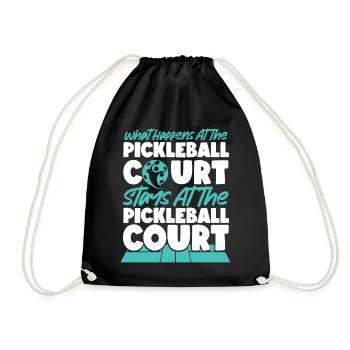 Pickleball What Happens At The - Drawstring Bag - black - Front