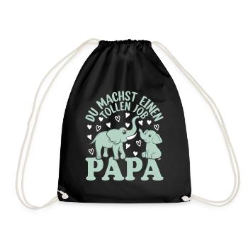 Papa Vatertag Papa Elefant Papa Vatertag - Turnbeutel - Schwarz - Vorne