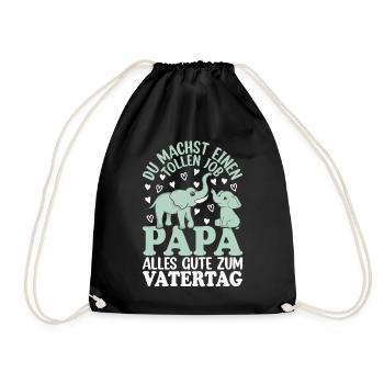 Papa Vatertag Papa Elefant - Alles Gute Zum Vatert - Turnbeutel - Schwarz - Vorne
