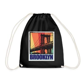 Brooklyn New York City Bridge NY Souvenir USA - Drawstring Bag - black - Front