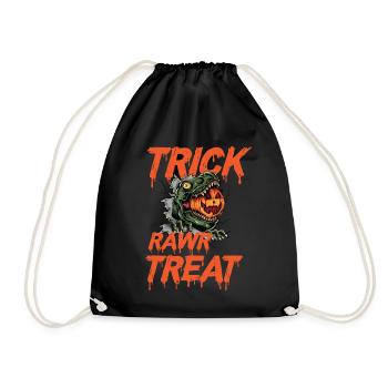 T-Rex Halloween Pumpkin Funny Horror Costume Dino - Drawstring Bag - black - Front