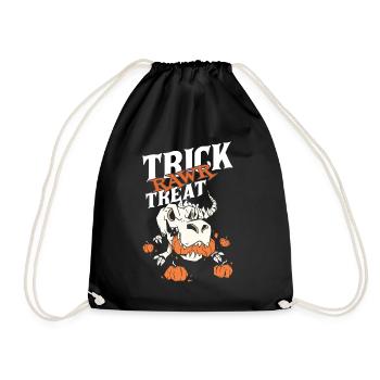 Skeleton T-Rex Halloween Creepy Dino Horror Din - Drawstring Bag - black - Front