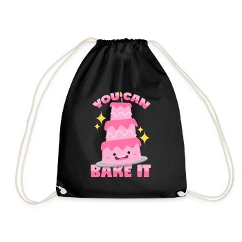 Kuchen Backen Wortwitz - Turnbeutel - Schwarz - Vorne
