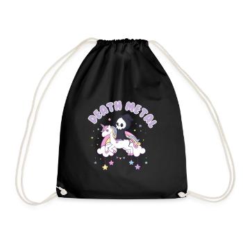 Einhorn auf Wolke Death Metal - Turnbeutel - Schwarz - Vorne