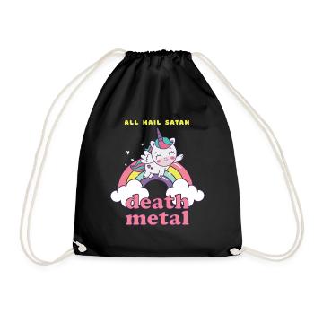 Einhorn auf Wolke Death Metal - Turnbeutel - Schwarz - Vorne