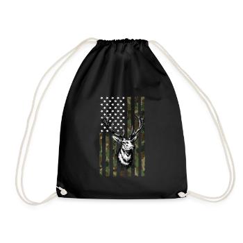 Deer Flag America - Drawstring Bag - black - Front