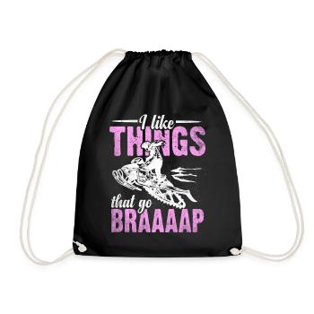 I Like Things That Go Braaaap Snowmobiles - Drawstring Bag - black - Front