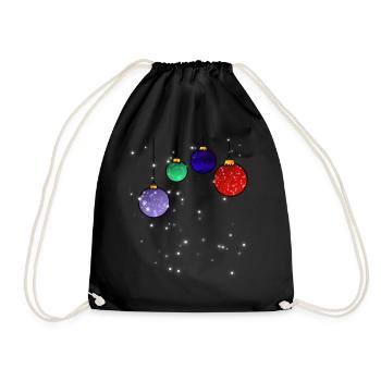 Christmas tree baubles with snowflakes - Drawstring Bag - black - Front