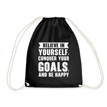 Goal Life Quotes Happy Positive Message - Drawstring Bag - black - Front