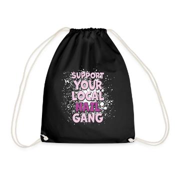 Soutenez votre Nail Gang Nail Tech local - Sac de sport léger - noir - Devant