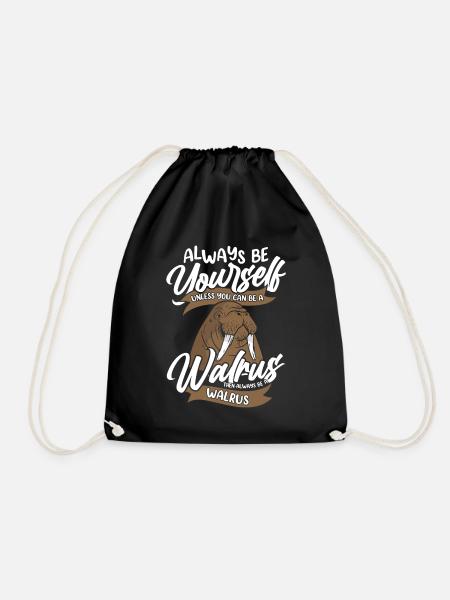 Walrus Walrus Animal Ocean - Drawstring Bag - black