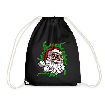 Weihnachtsmann frohe Weihnachten - Turnbeutel - Schwarz - Vorne