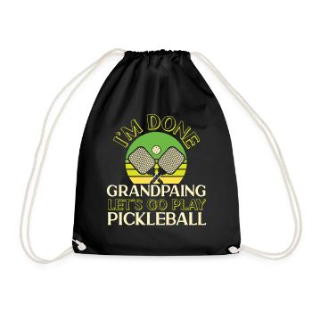 Pickleball Grandpa Retro I'm Done - Drawstring Bag - black - Front
