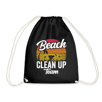 Beach Clean Up Team Beach Cleaning Beach - Drawstring Bag - black - Front