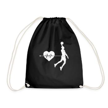 Basketball Herzschlag - Turnbeutel - Schwarz - Vorne